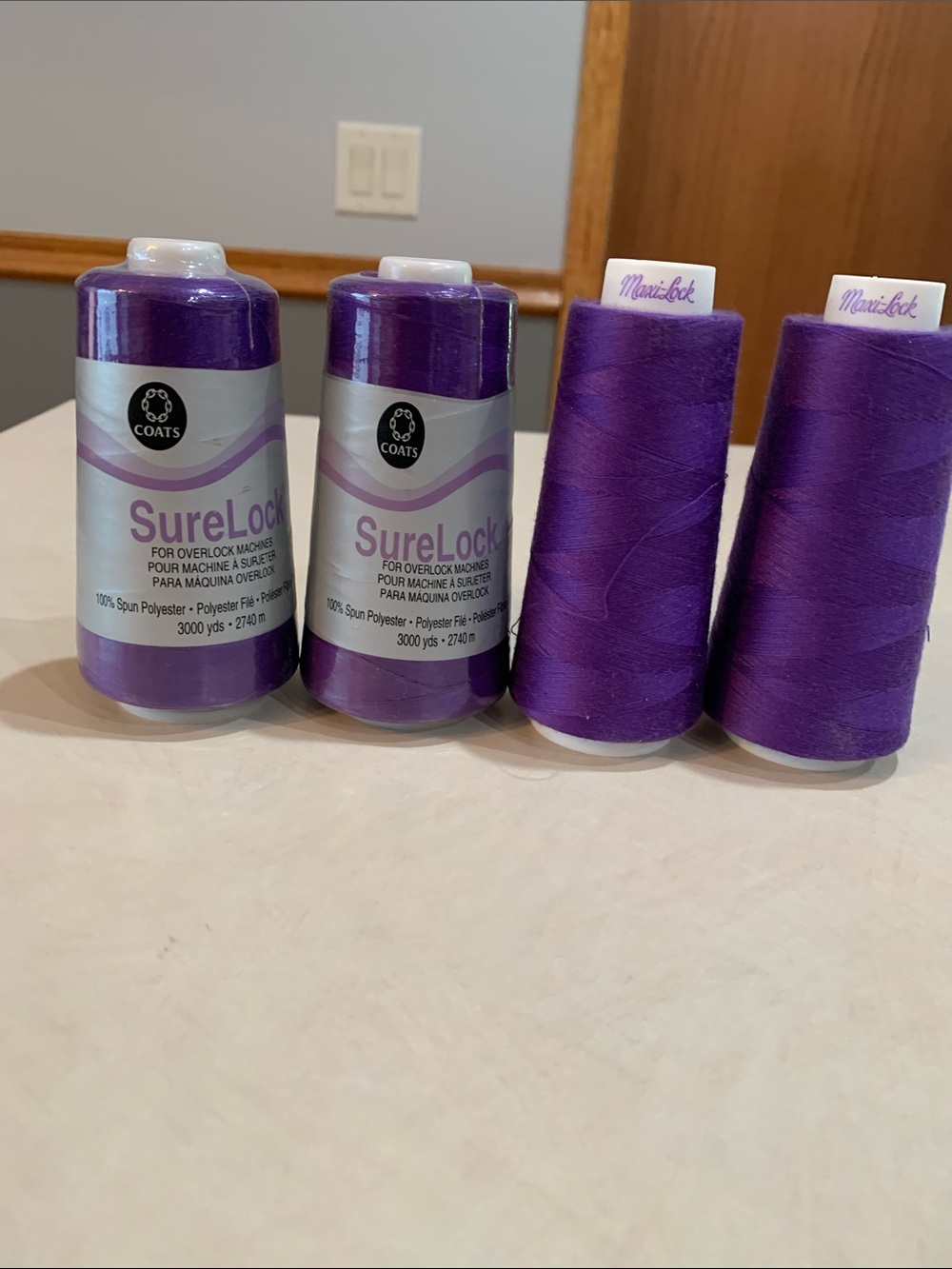 Coats SureLock Purple Serger Thread - 4 Spools